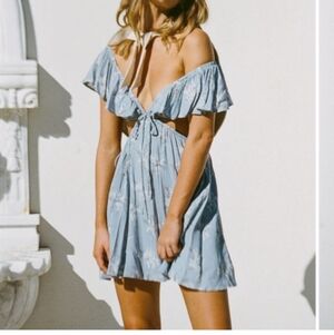 Sabo Skirt Light Blue Floral Mini Dress